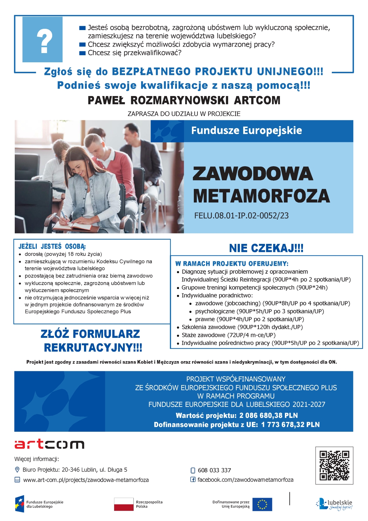 plakat projektu zawodowa metamorfoza