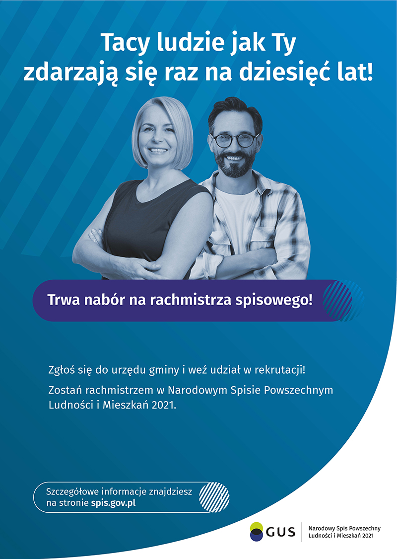 Plakat dotyczący naboru na rachmistrza spisowego do NSP 2021