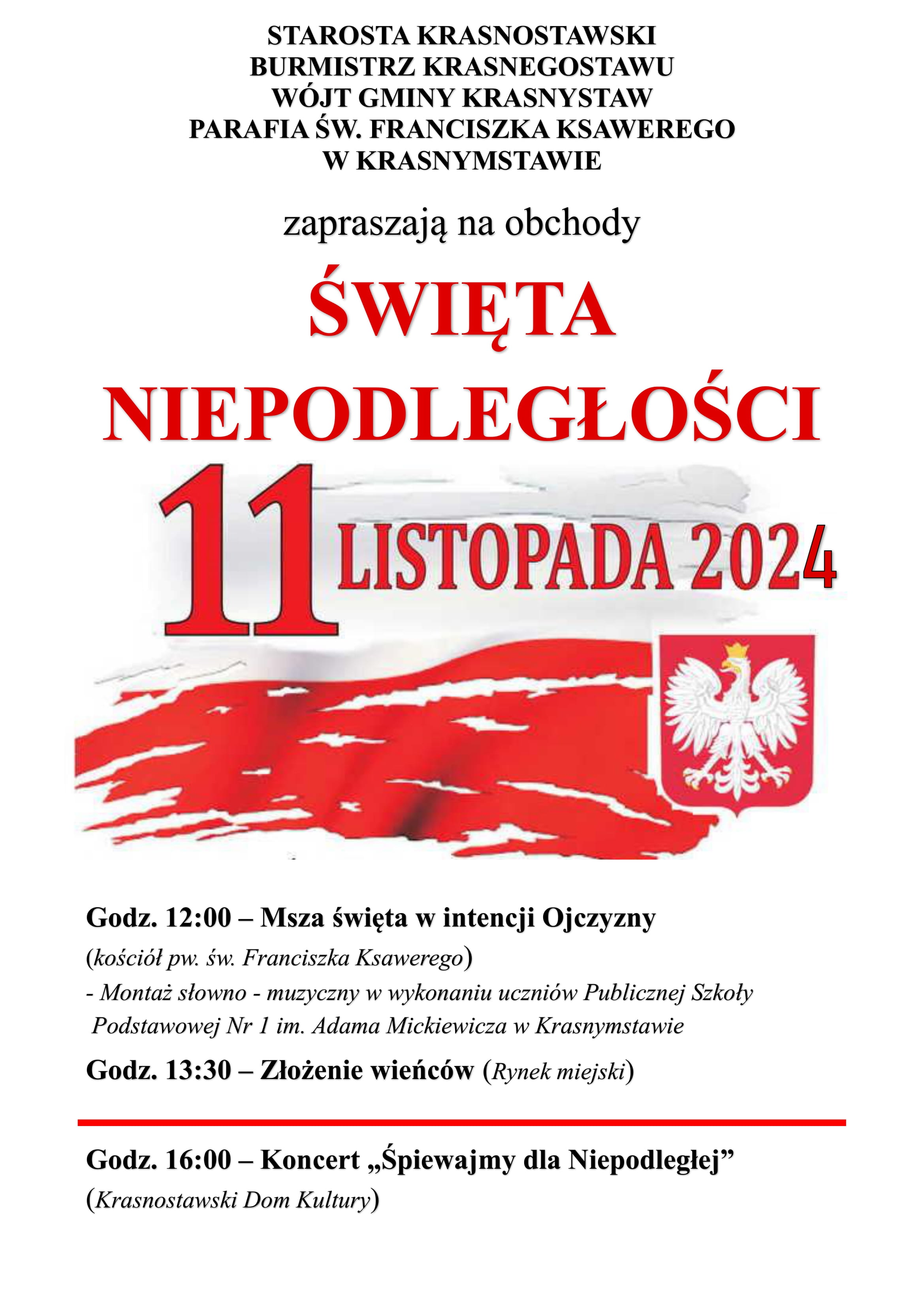 Uroczystości 11 listopada w Krasnymstawie